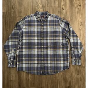 Untuckit Shirt Mens XXL 100% Linen Tribuno WR Long Sleeve Button Blue Plaid